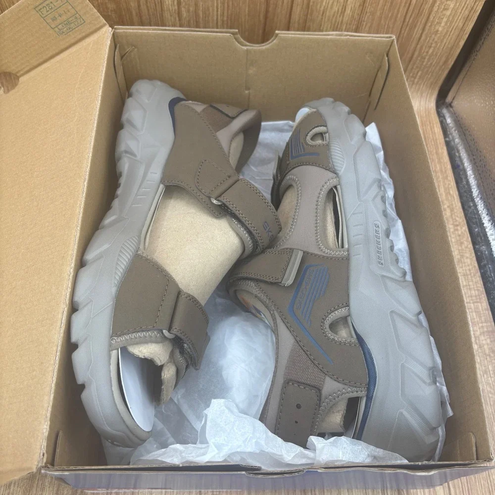 New Skechers Santoro SD-Craken Sandals Mens 12 Brown Hands Free Slip-ins 205812